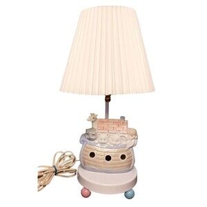 VTG Noahs Ark Baby Childrens Nursery Ceramic Lamp & Night Light 3 Way Switch EUC
